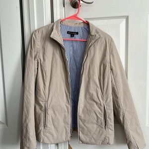Brooks Brothers beige Khaki double zipper short collar quilted jacket w/ pockets